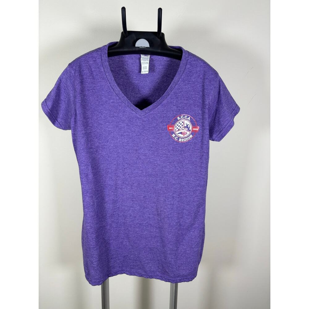 North Carolina Region Sports Car Club of America Purple V-Neck T-Shirt Women's L